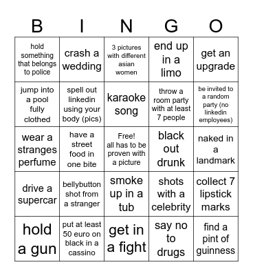 Vegas Gap Bingo Card