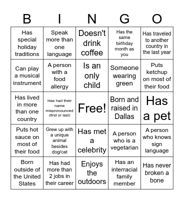 Work Place Bingo Card