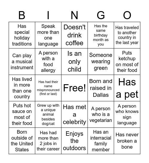 Work Place Bingo Card