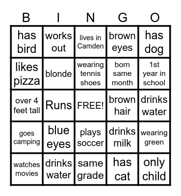 Girl Scout Getting to Know YOU Bingo Card