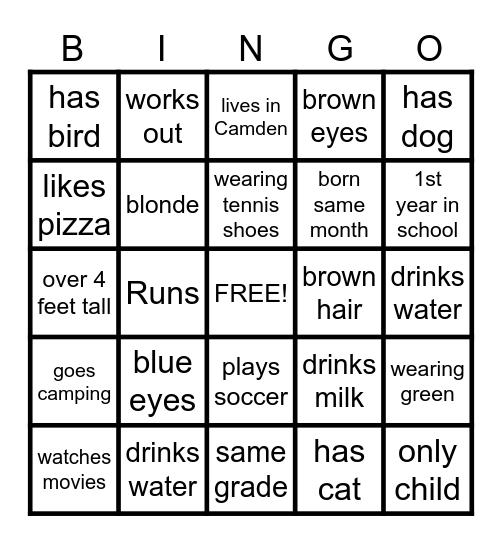 Girl Scout Getting to Know YOU Bingo Card