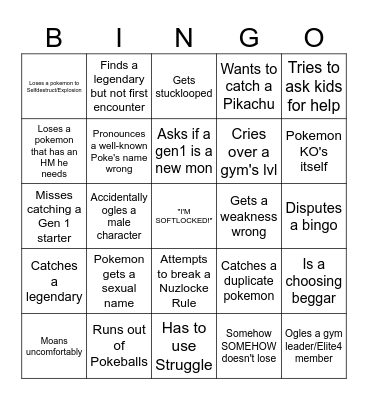 Mo's Nuzlocke Misadventures Bingo Card