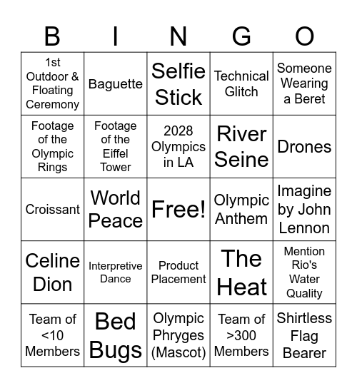 Let the Games Begin!!! Bingo Card