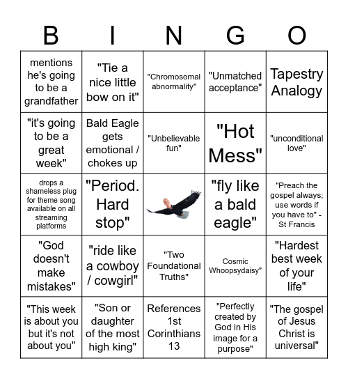 Bald Eagle Monday Night Bingo 2024 Bingo Card