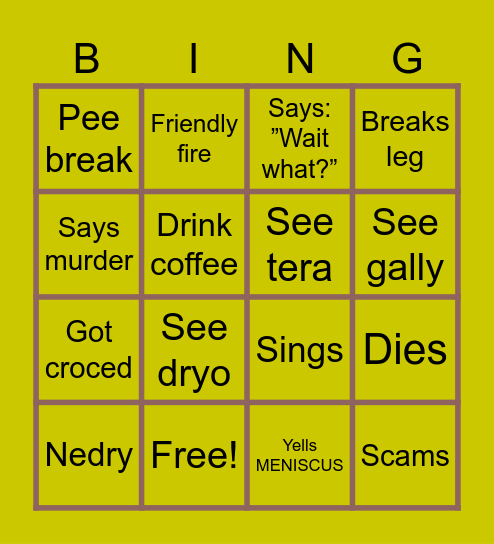 Macotin bingo Card