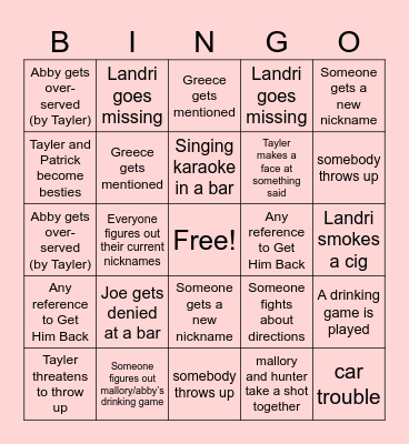 Camping Bingo Card