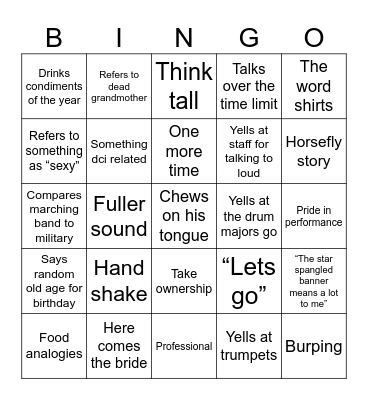Chapman Bingo Card