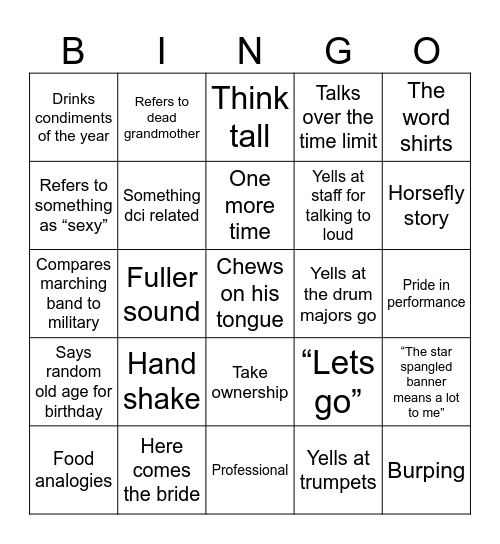 Chapman Bingo Card