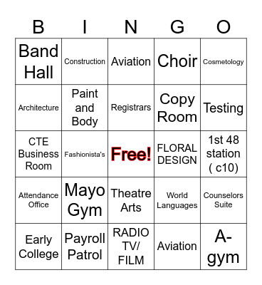 Skyline HS and ECHS Scavenger Hunt Bingo Card