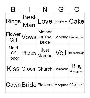 Wedding Bingo Card