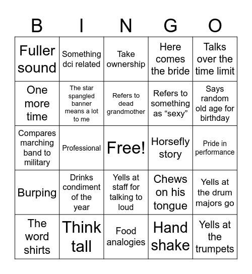 Chapman Bingo Card