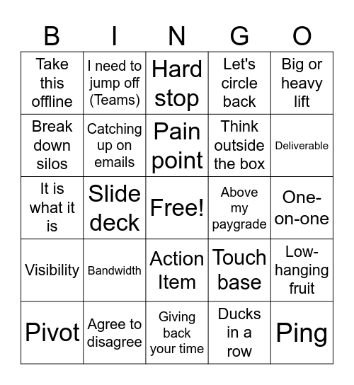 Weber Lingo Bingo Card