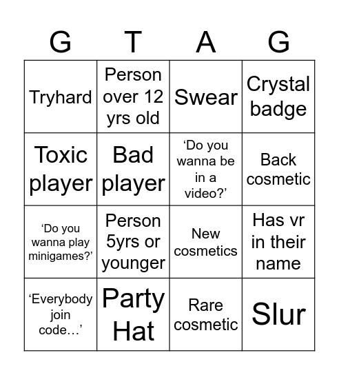 Gtag bingo Card