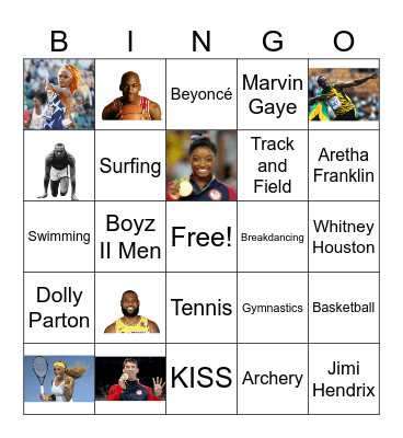 Olympics Bingo Card