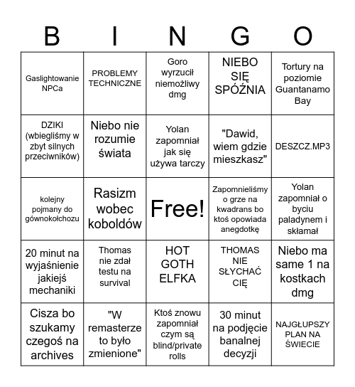 KINGMAKER BINGO Card