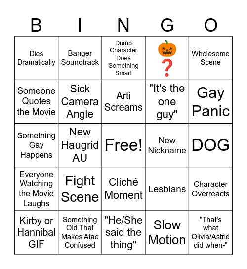 Film Roulette Night Bingo Card