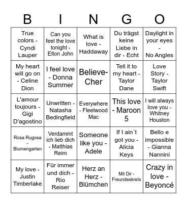 LOVE Bingo Card