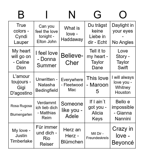 LOVE Bingo Card