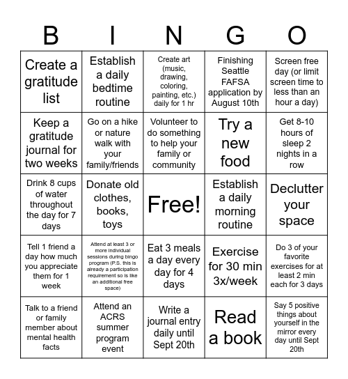 BL Bingo Card