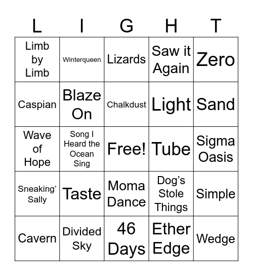 Cheese Curds Bingo Card