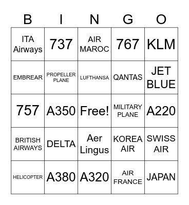 AIRPLANE BEACH BINGO Card