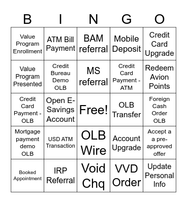 Lakeshore Friday Bingo Card