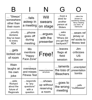 RDA Bingo (you may not use yourself on any ... space) Bingo Card
