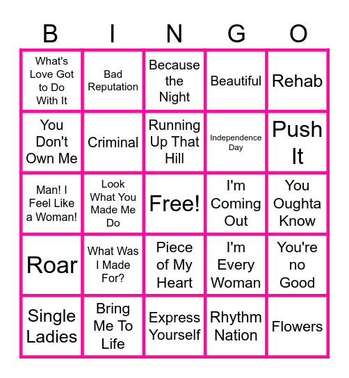 MUSIC BINGO at the Ann Arbor Eagles! Bingo Card