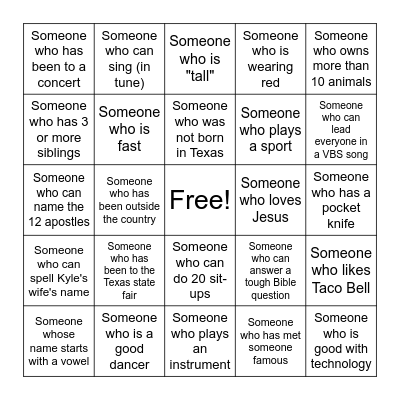 PEOPLE BINGO Card