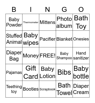Baby BINGO!! Bingo Card