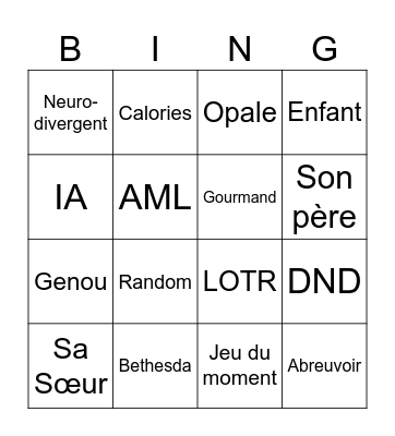 Bingo Jérémy Bingo Card