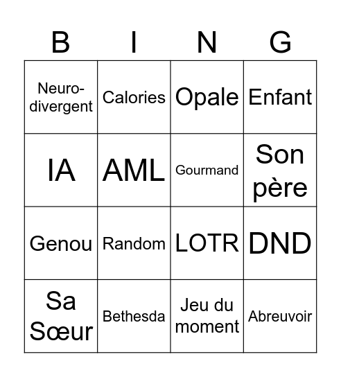 Bingo Jérémy Bingo Card