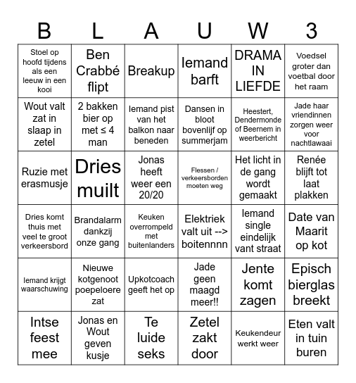 Blauw 3 bingo 2024/2025 Bingo Card