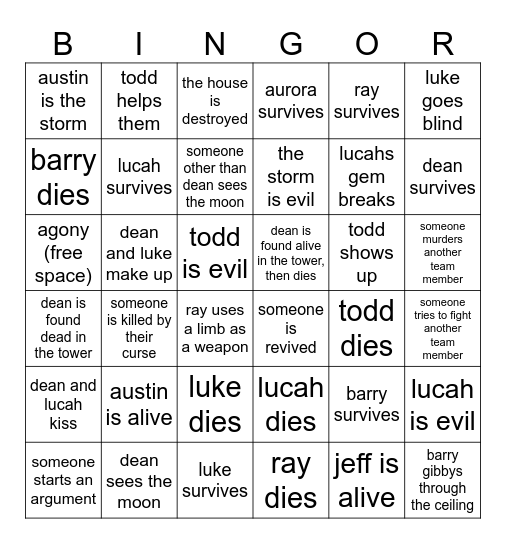 igd finale chapter Bingo Card