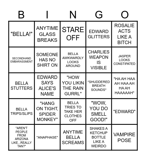 TWILIGHT BINGO Card