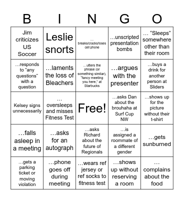 RDA Bingo (you may not use yourself on any ... space) Bingo Card