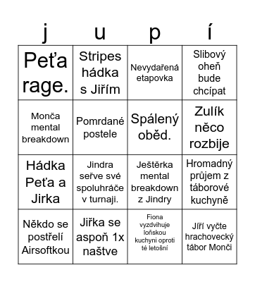 Táborové bingo Card