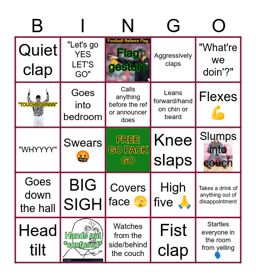 Packers Playoffs Bingo Card