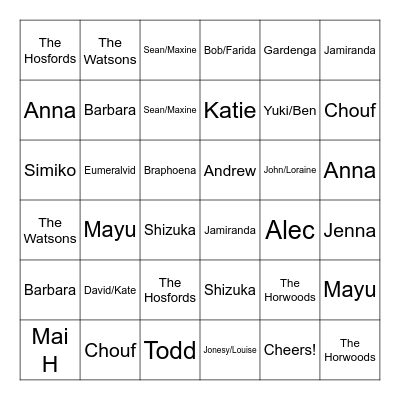 Wedding Bingo! Bingo Card