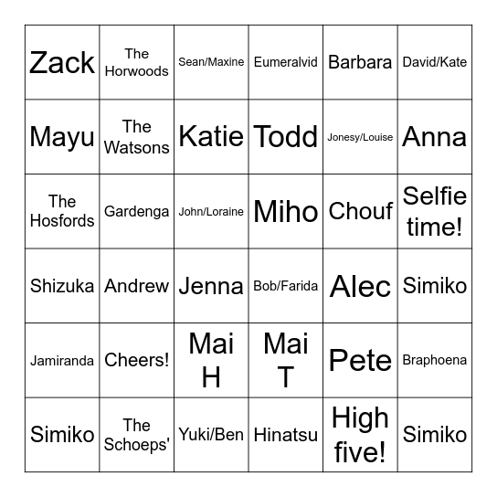 Wedding Bingo! Bingo Card