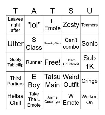 The Strongest Bingo Board Bingo Card