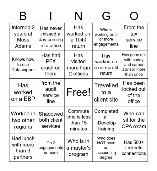 Farewell Interns!! <3 Bingo Card