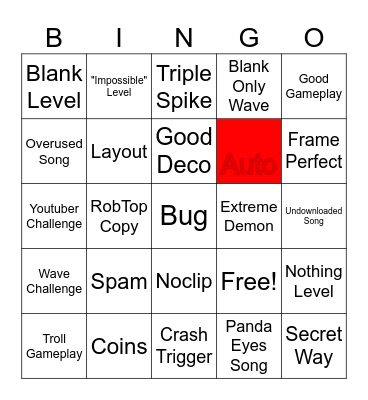 Recent Tab Bingo Card