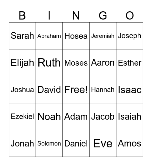 Old Testament Bingo Card