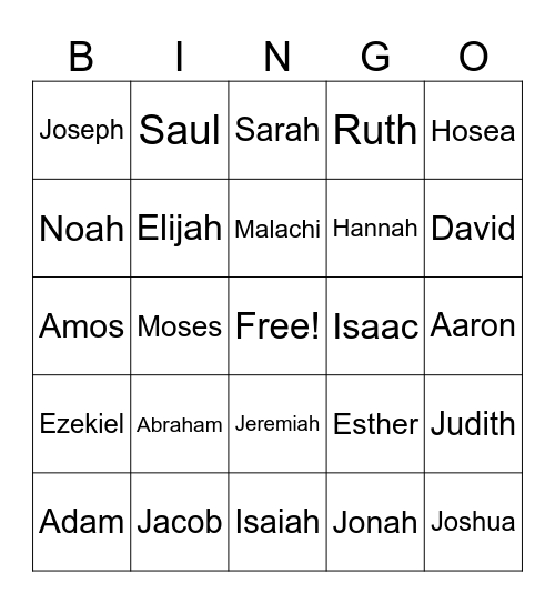 Old Testament Bingo Card