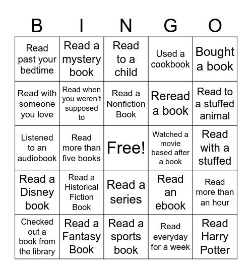 Summer Reading Bingo Card