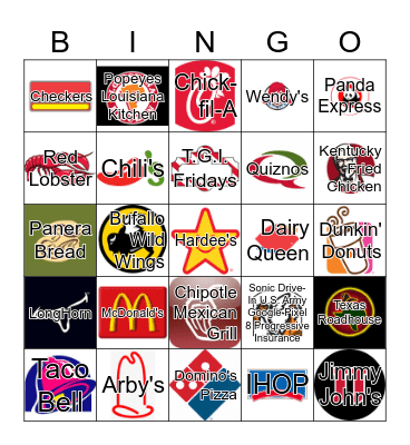 Restaurants Bingo Card