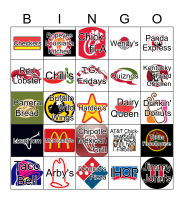 Restaurants Bingo Card