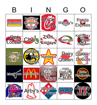 Restaurants Bingo Card