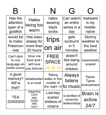 Chrystal Bingo Card